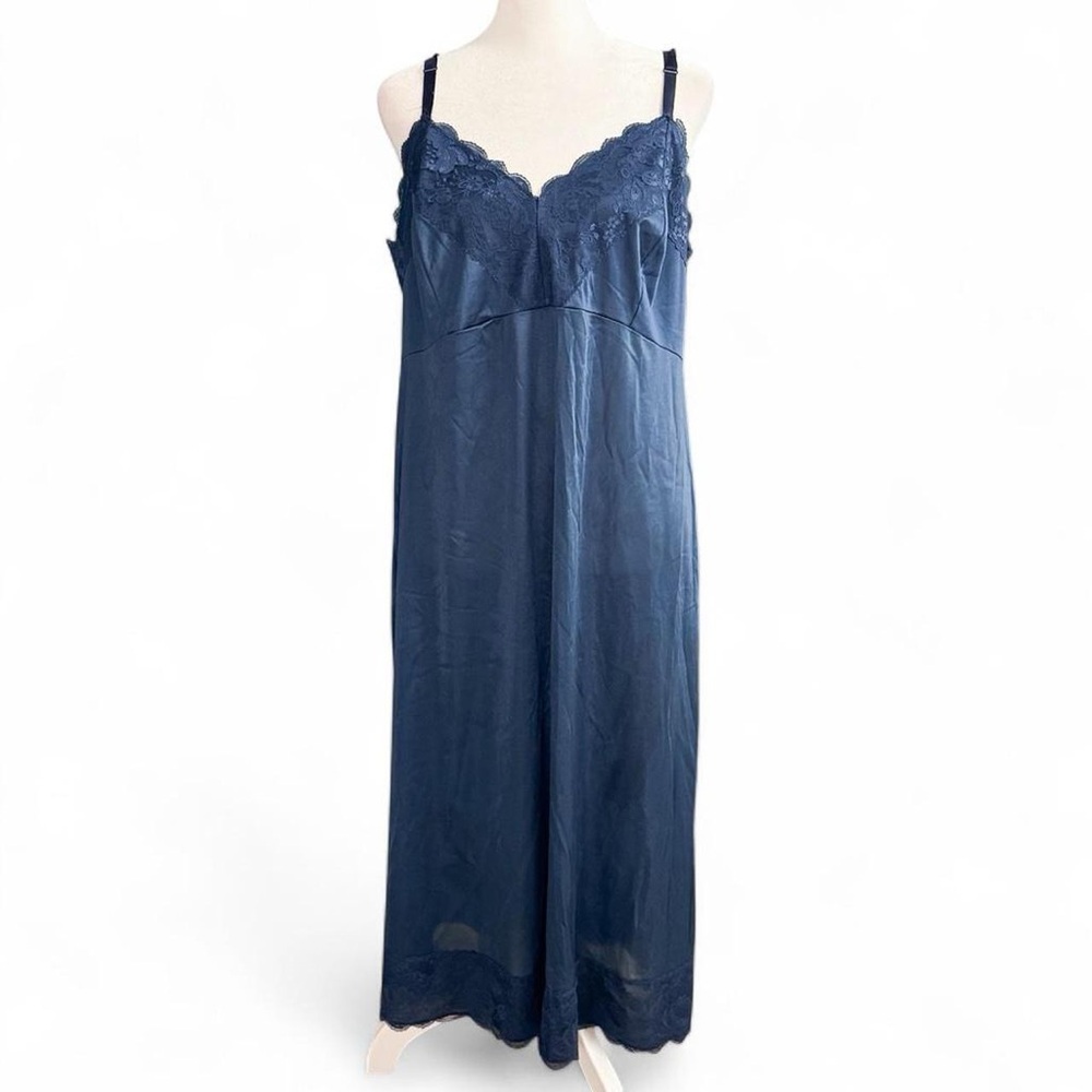 Vintage Harmony King Navy Blue Lace Slip Dress Plus Size 42